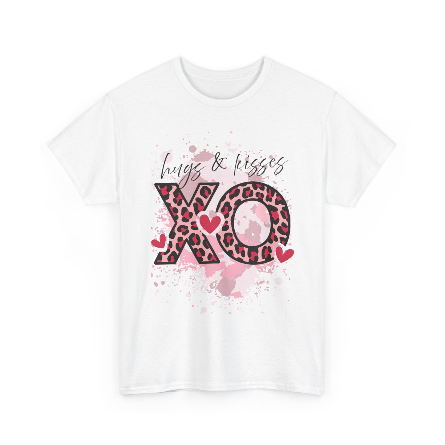 XO Hugs & Kisses Leopard Print Tee — Valentine's Day Graphic Shirt