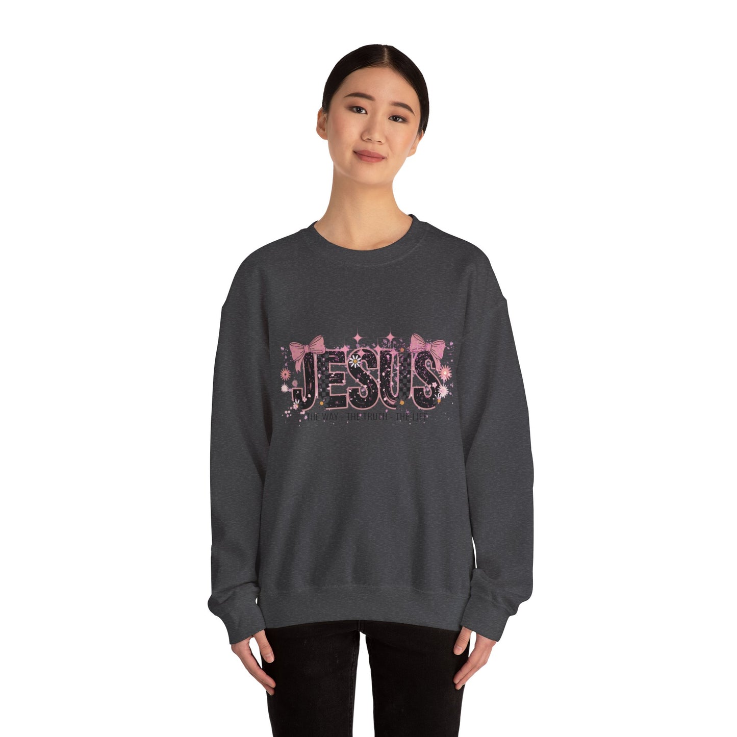 Jesus Floral Crewneck Sweatshirt – The Way The Truth The Life Christian Pullover
