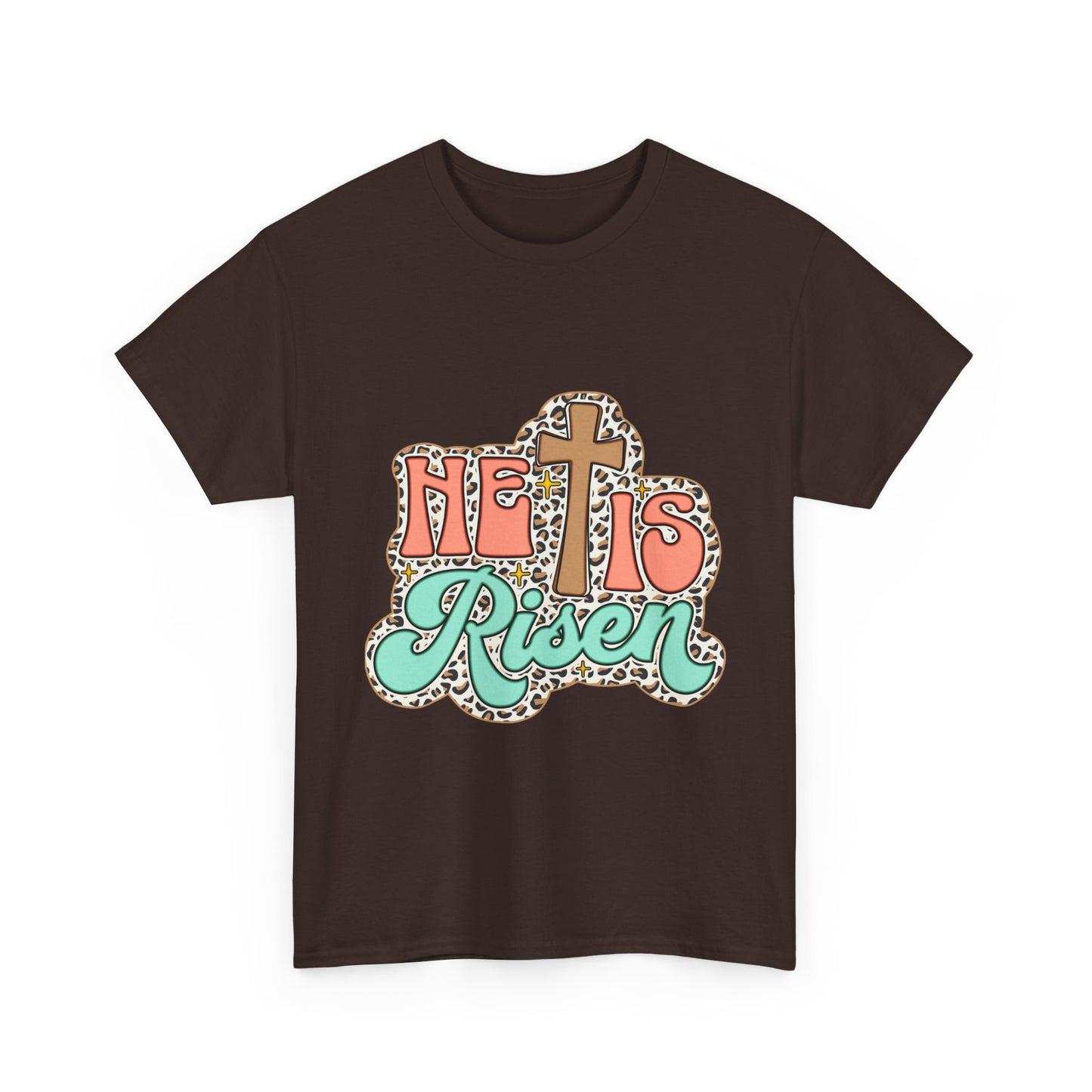 Christian T-Shirt — "He Is Risen" Easter Cross Tee