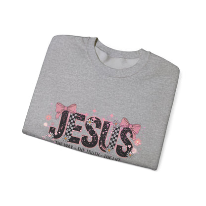 Jesus Floral Crewneck Sweatshirt – The Way The Truth The Life Christian Pullover