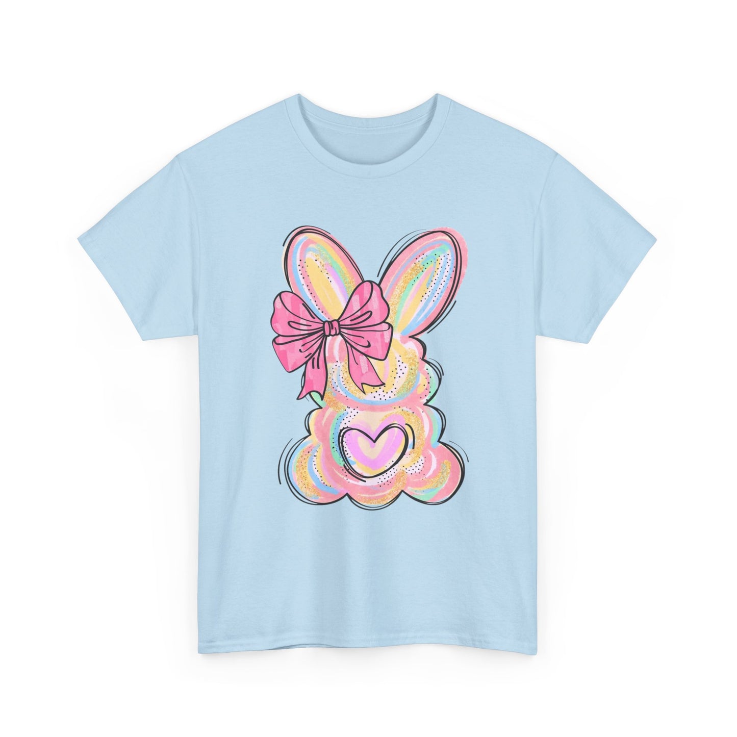 Pastel Bunny Heart T‑Shirt — Cute Easter Bunny Tee with Bow
