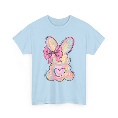 Pastel Bunny Heart T‑Shirt — Cute Easter Bunny Tee with Bow