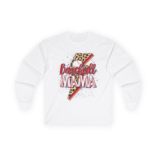 Baseball Mama Long Sleeve Tee — Leopard Lightning Graphic