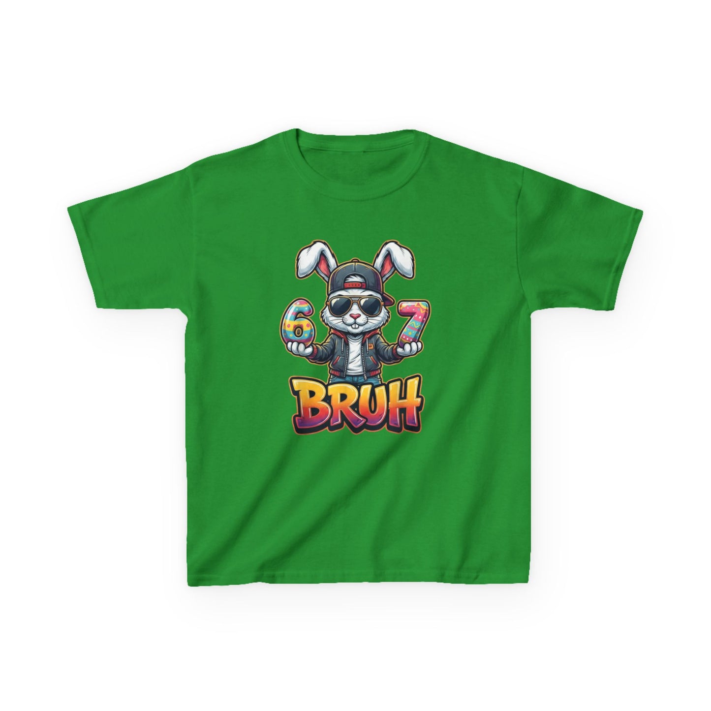 Kids 'Bruh 6 7' Bunny Graphic Tee — Cool Cartoon Bunny Shirt for Kids