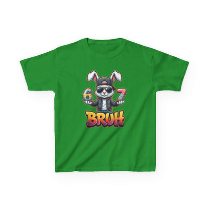 Kids 'Bruh 6 7' Bunny Graphic Tee — Cool Cartoon Bunny Shirt for Kids