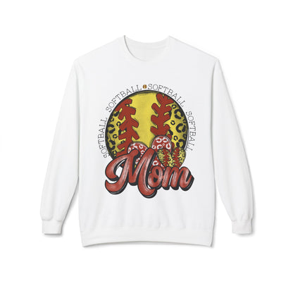 Softball Mom Crewneck Sweatshirt – Leopard Stitch Ball Graphic