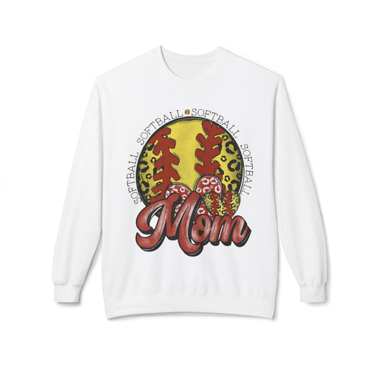 Softball Mom Crewneck Sweatshirt – Leopard Stitch Ball Graphic