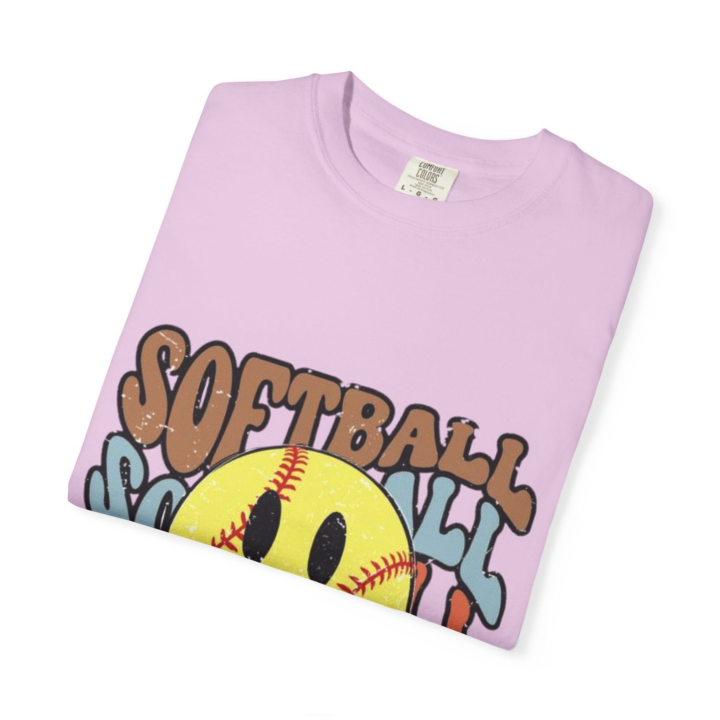 Softball Smile T-Shirt — Retro Smiley Softball Graphic Tee