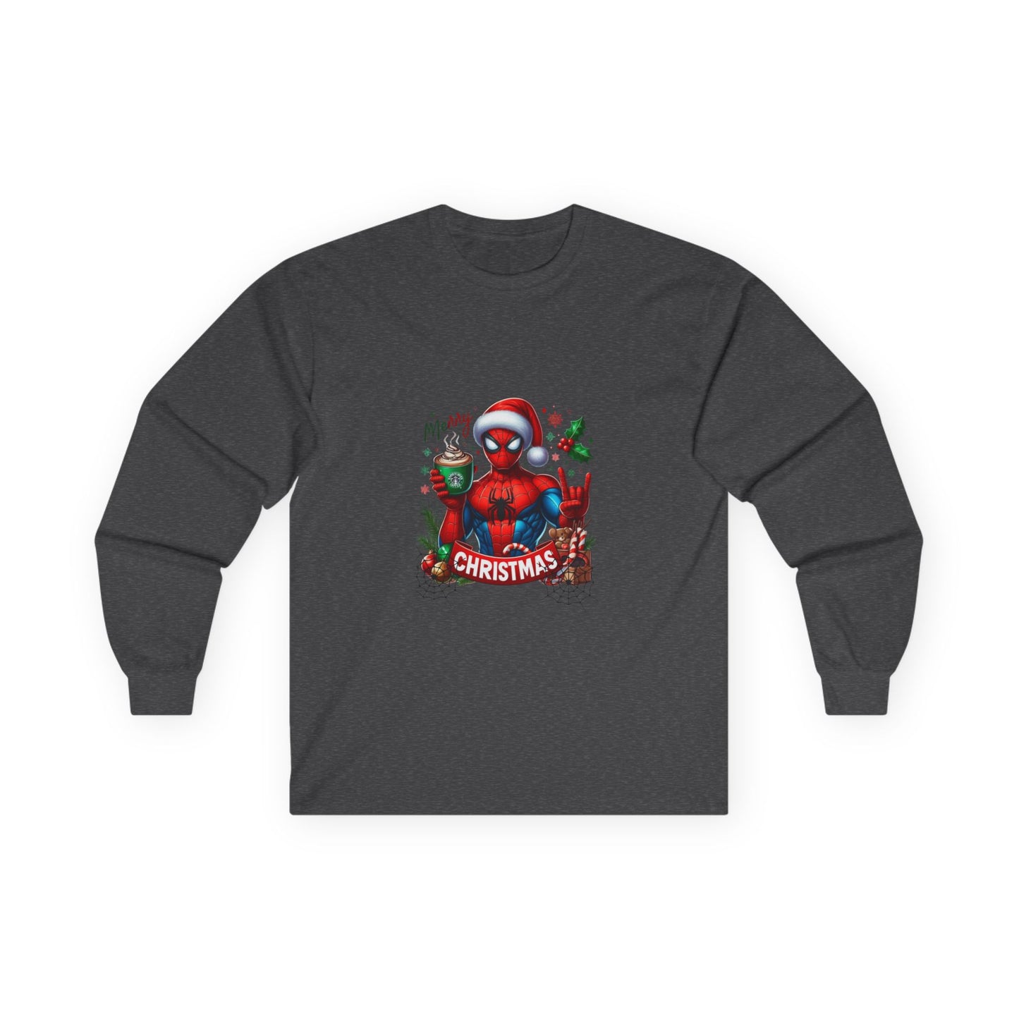 Christmas and Coffee with Spidey- Unisex Ultra Cotton Long Sleeve Tee