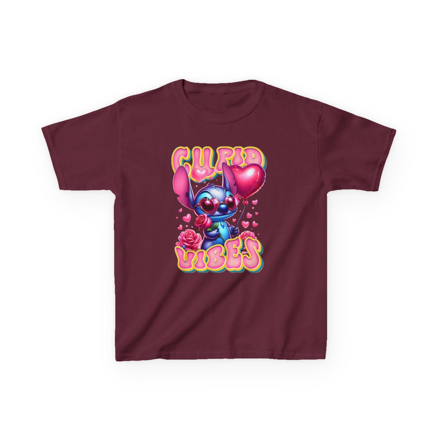 Kids Tee — 'Cupid Vibes' Cute Cartoon Cupid Character Valentine Shirt