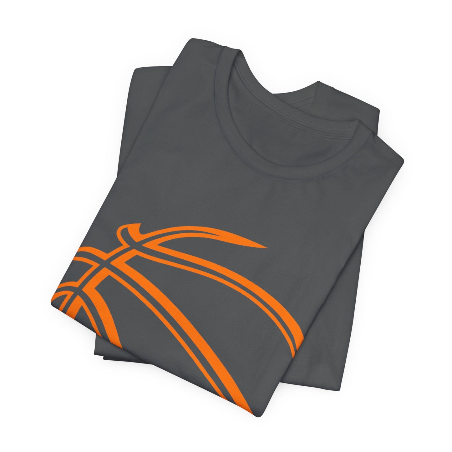 Basketball Line Art Tee — Orange Outline Basketball T-Shirt