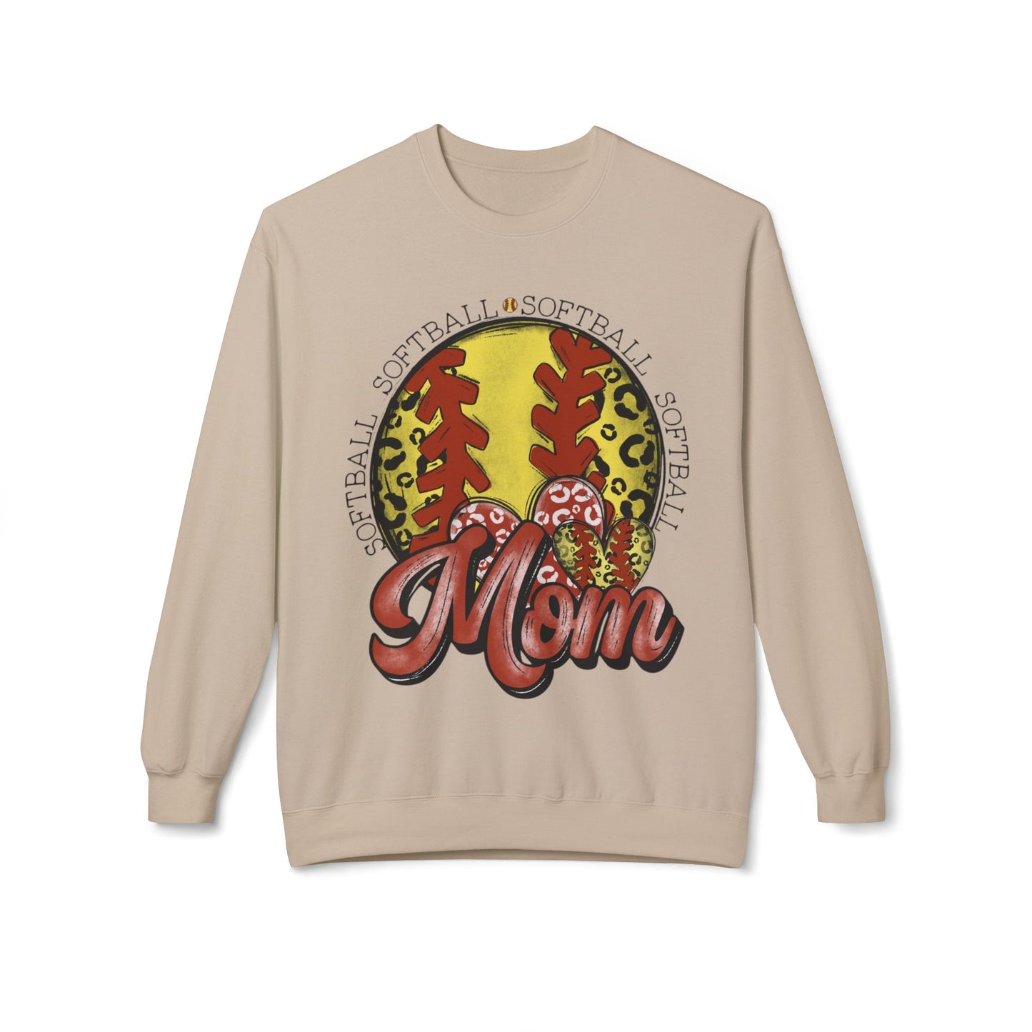 Softball Mom Crewneck Sweatshirt – Leopard Stitch Ball Graphic