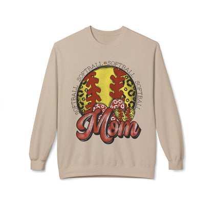 Softball Mom Crewneck Sweatshirt – Leopard Stitch Ball Graphic