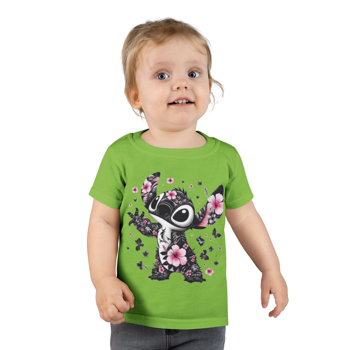 Toddler T-Shirt — Floral Stitch Character Kids Tee (Pink Hibiscus)