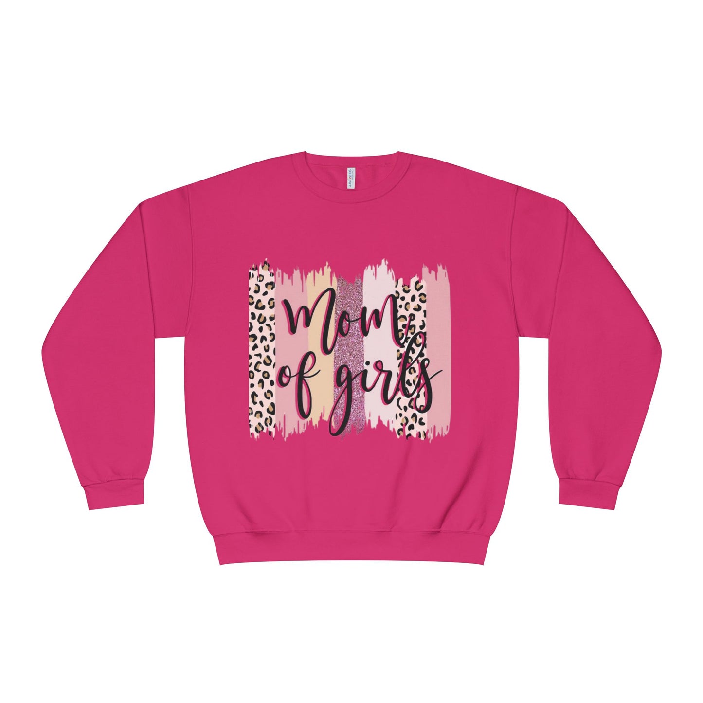 Mom of Girls Leopard Brushstroke Crewneck Sweatshirt