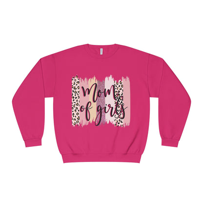 Mom of Girls Leopard Brushstroke Crewneck Sweatshirt