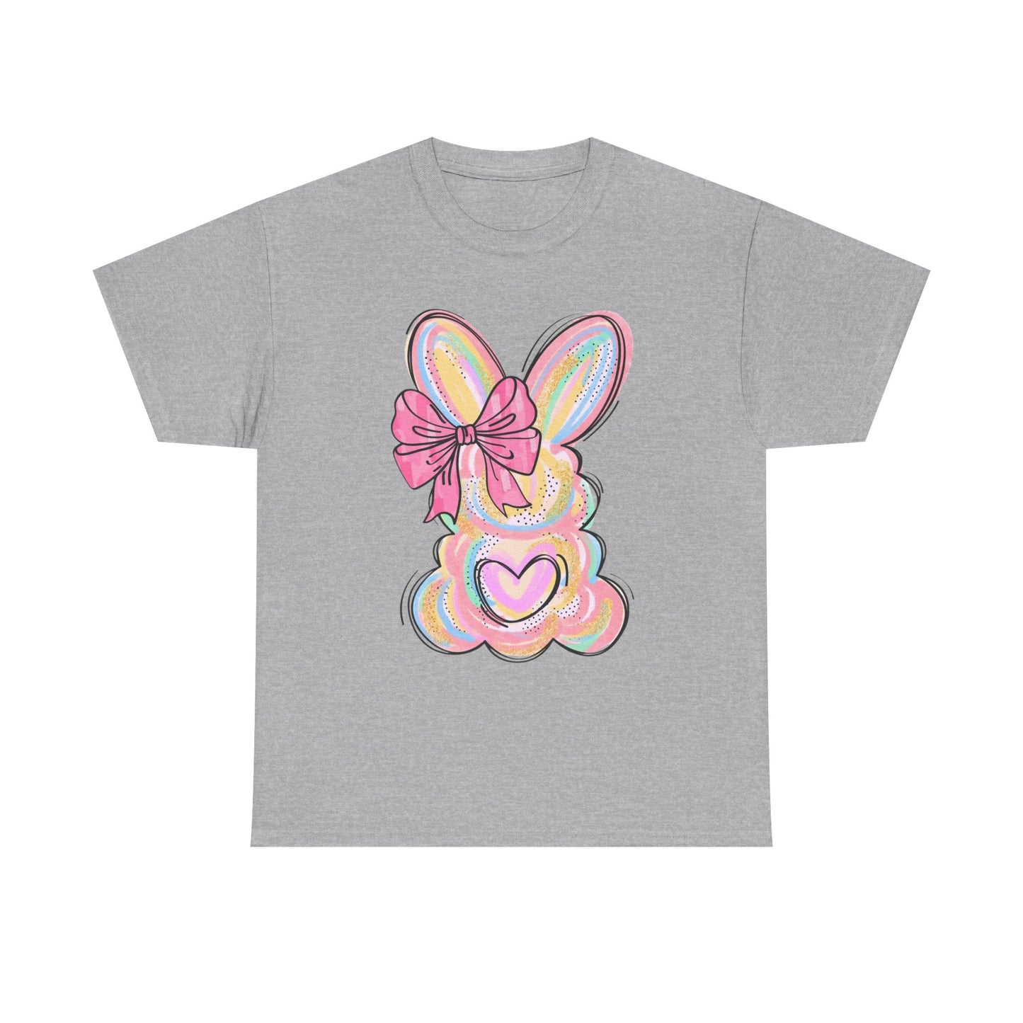 Pastel Bunny Heart T‑Shirt — Cute Easter Bunny Tee with Bow