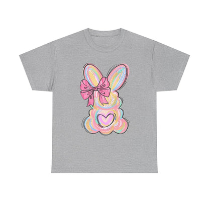 Pastel Bunny Heart T‑Shirt — Cute Easter Bunny Tee with Bow