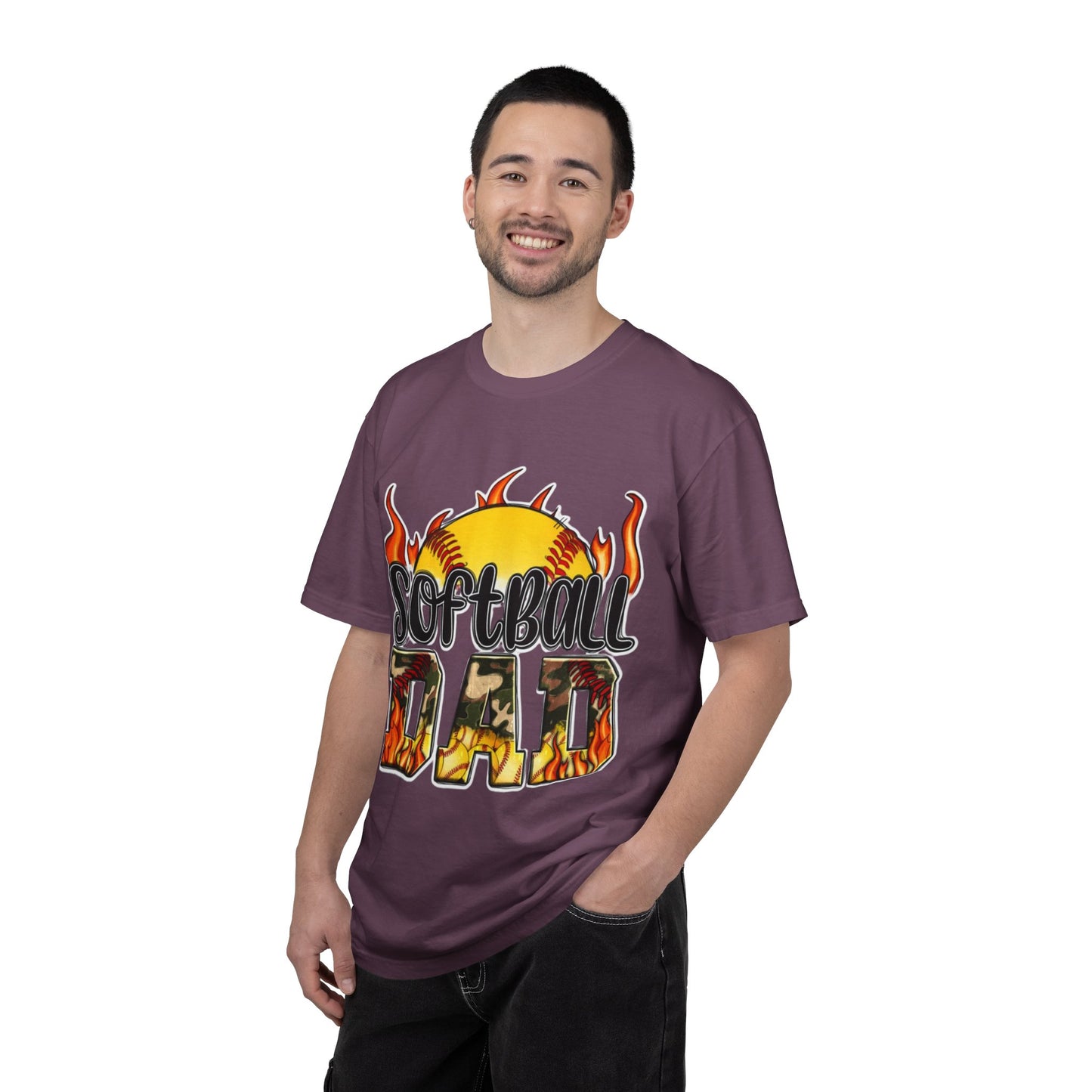 Softball Dad T-Shirt — Flaming Softball Design