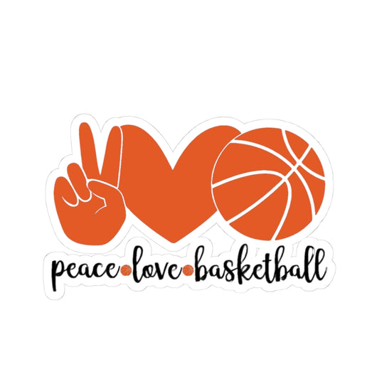 Peace Love Basketball Kiss-Cut Sticker — Orange Basketball Peace Sign Decal