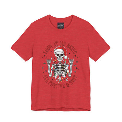 Festive Skeleton Tee - Unisex Jersey Short Sleeve T-Shirt