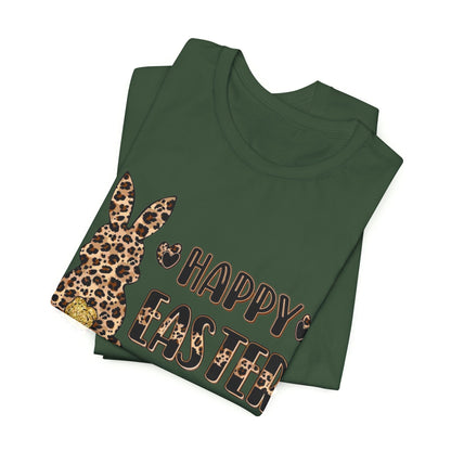 Leopard Print 'Happy Easter' Bunny Tee