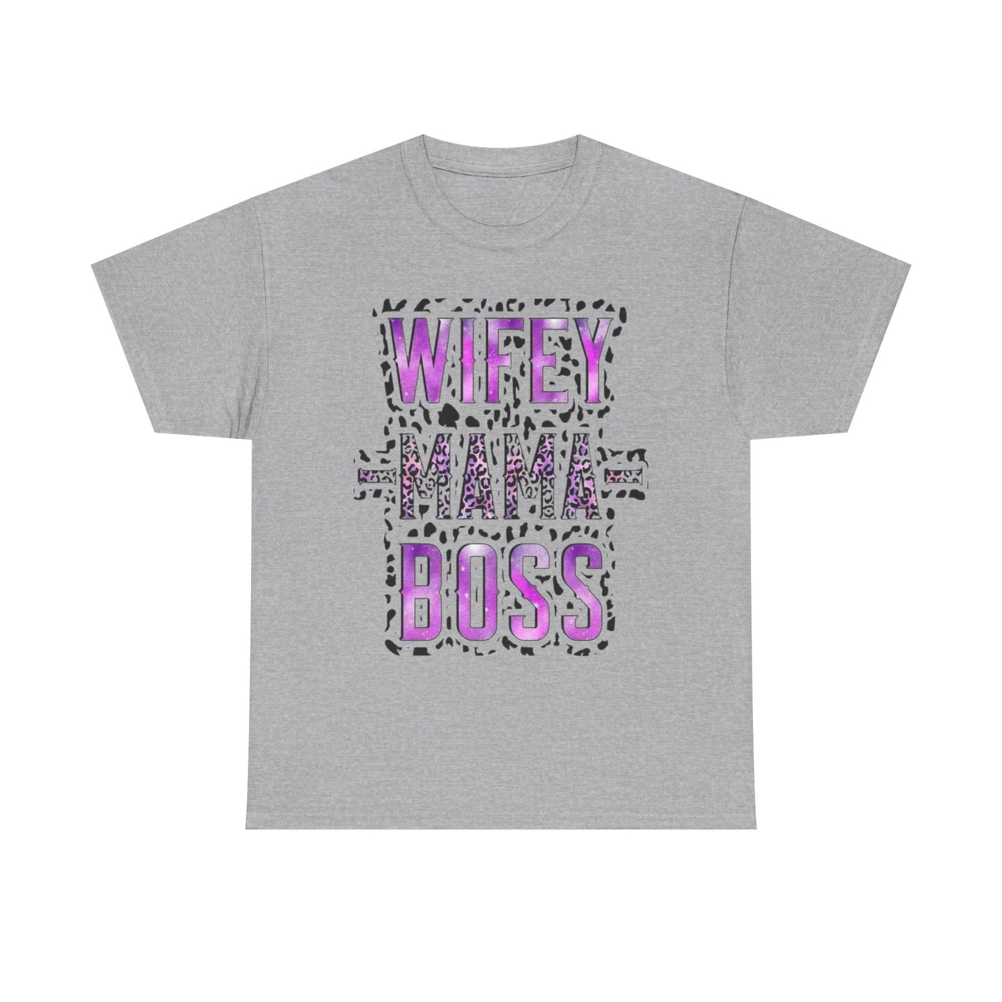 Wifey Mama Boss T-Shirt — Purple Leopard Graphic Tee for Moms