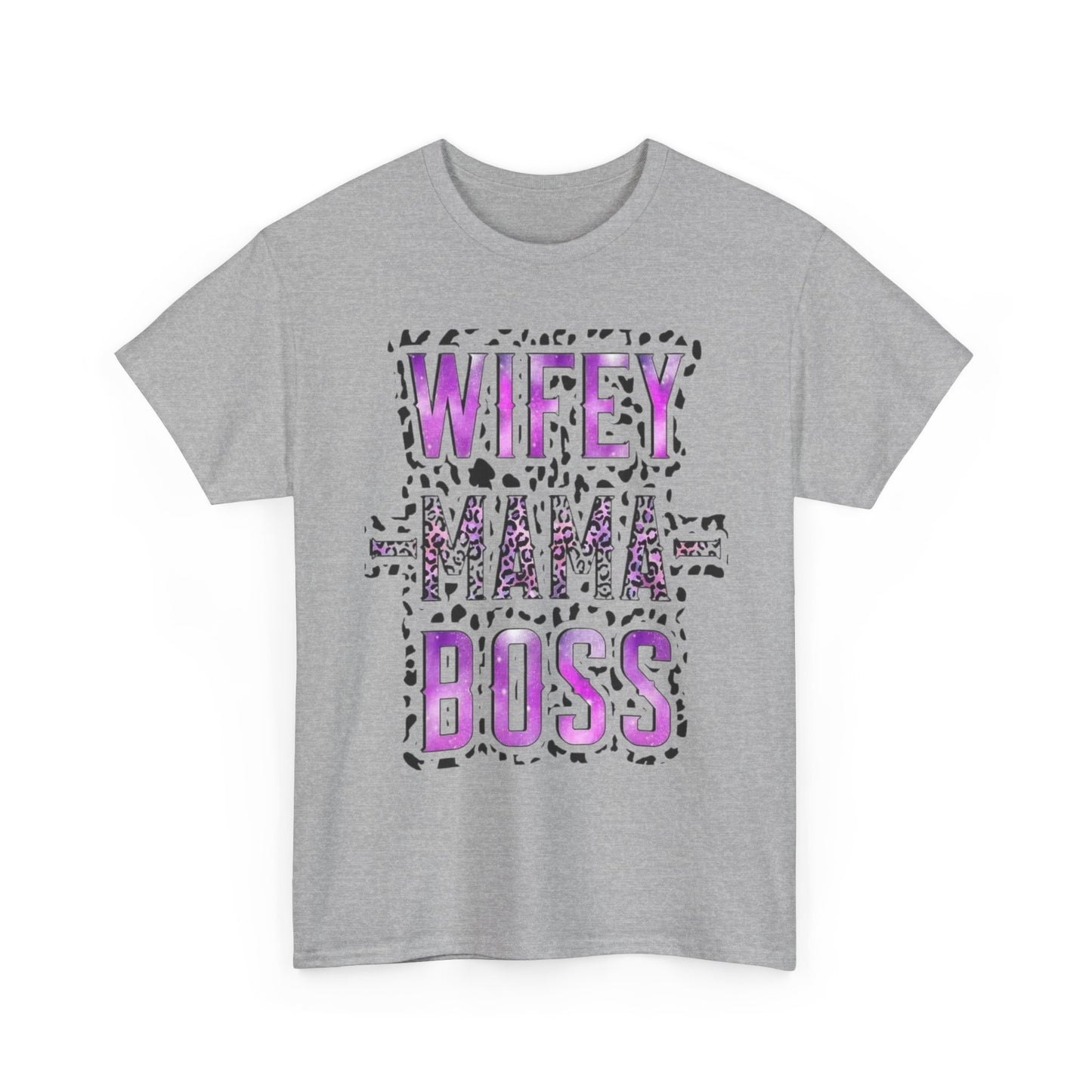 Wifey Mama Boss T-Shirt — Purple Leopard Graphic Tee for Moms