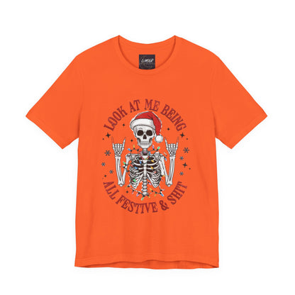 Festive Skeleton Tee - Unisex Jersey Short Sleeve T-Shirt