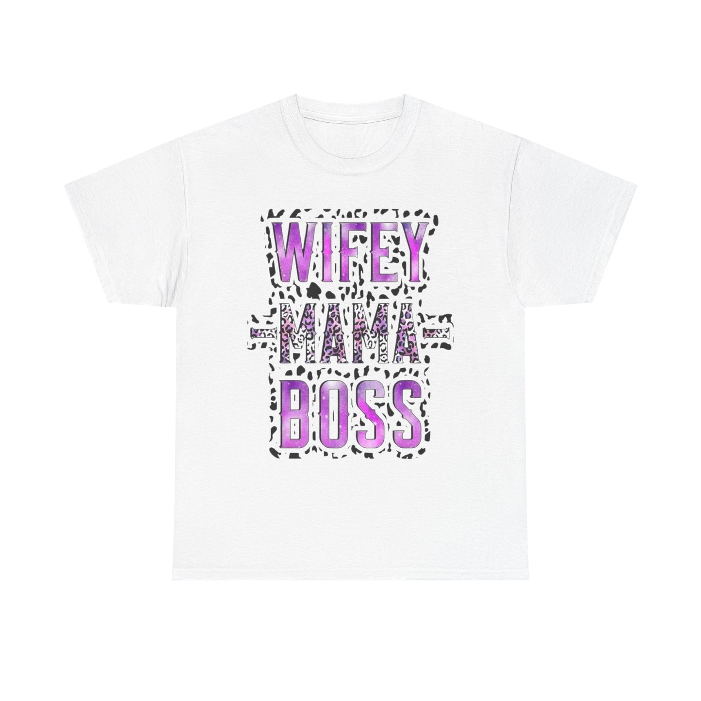 Wifey Mama Boss T-Shirt — Purple Leopard Graphic Tee for Moms