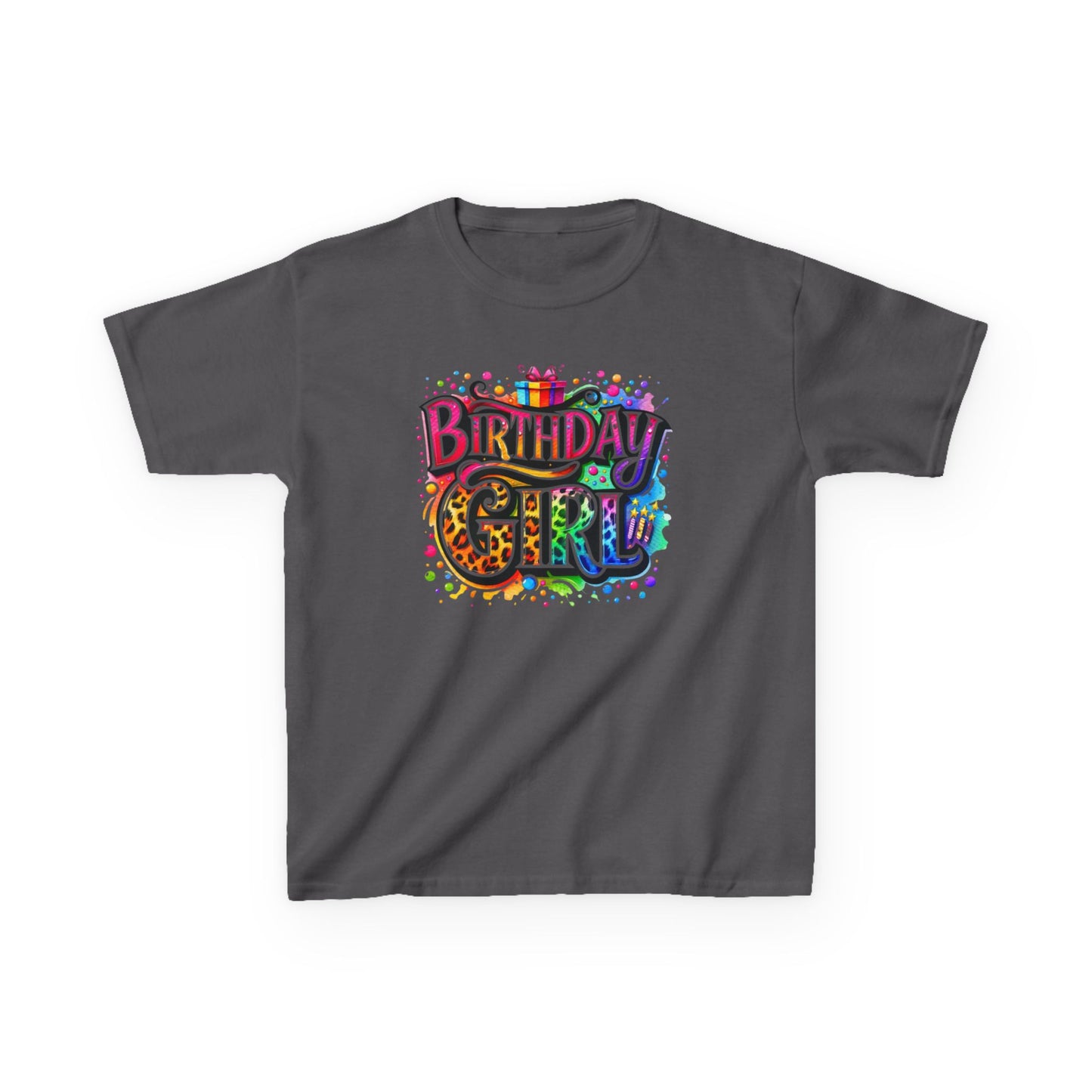 Birthday Girl Kids T‑Shirt — Colorful Confetti Party Tee