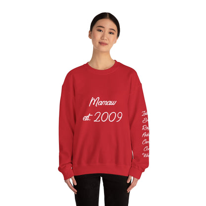 Mamaw Est. 2009 Crewneck Sweatshirt — Personalized Grandma Gift