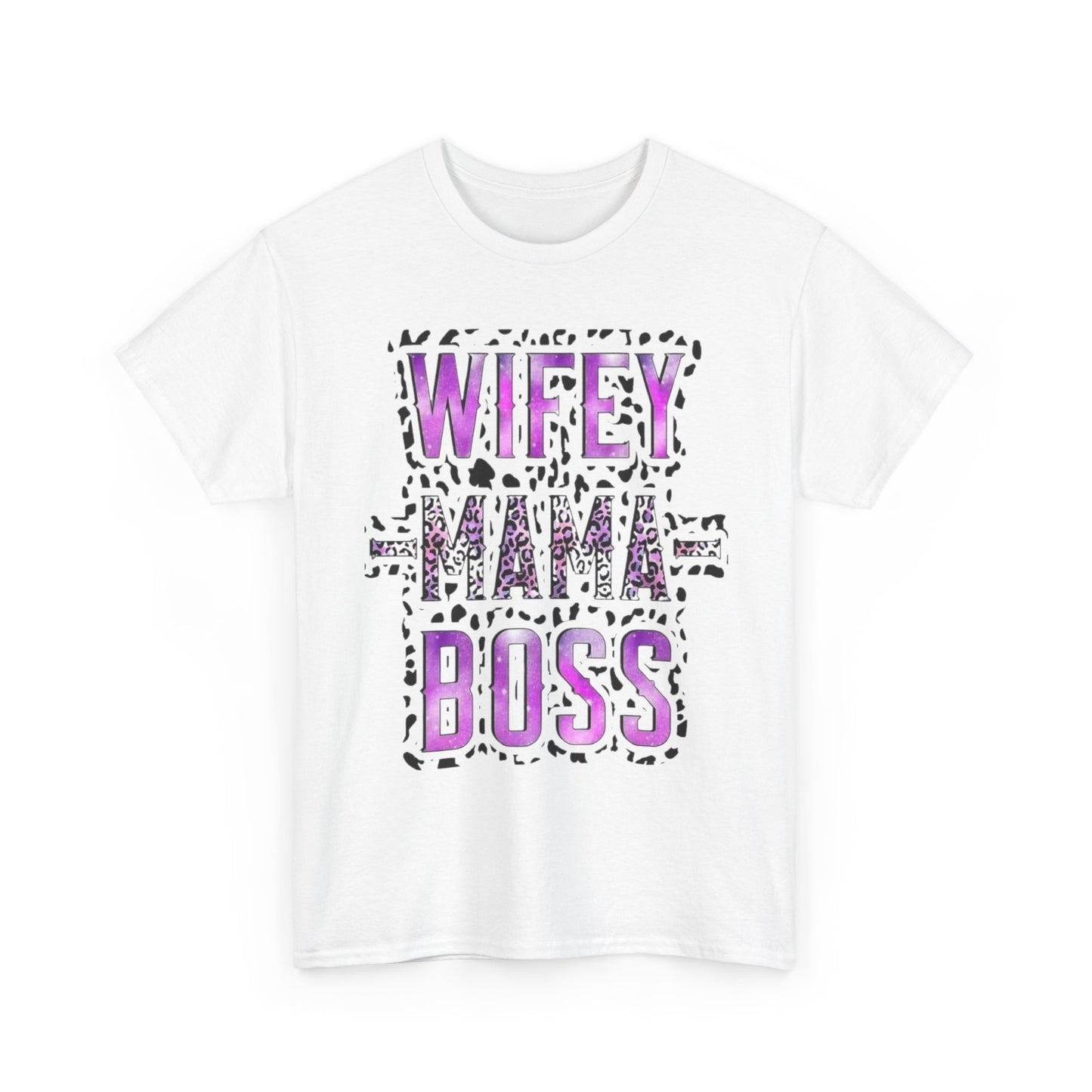 Wifey Mama Boss T-Shirt — Purple Leopard Graphic Tee for Moms