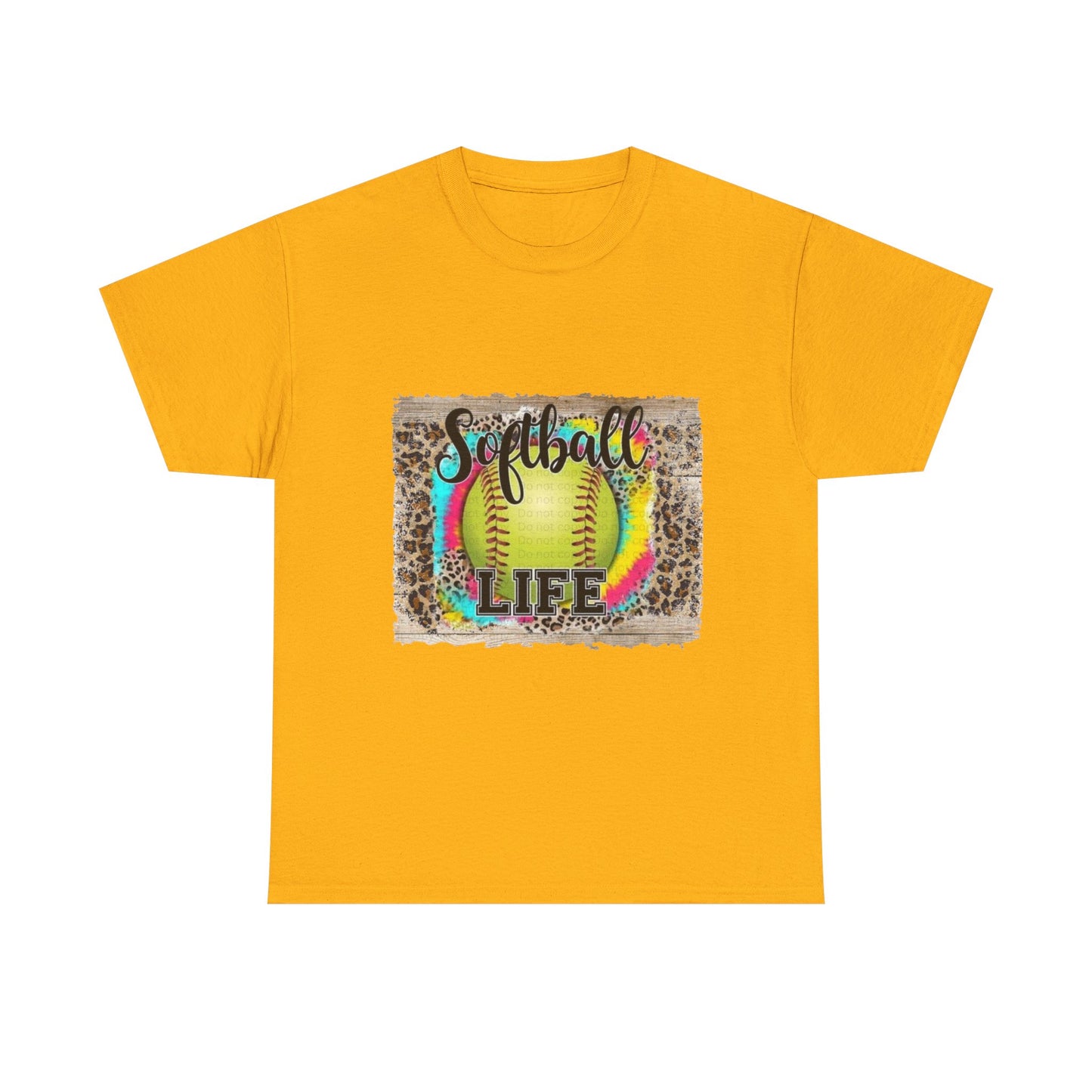 Softball Life Tee — Neon Softball Graphic with Leopard Accent