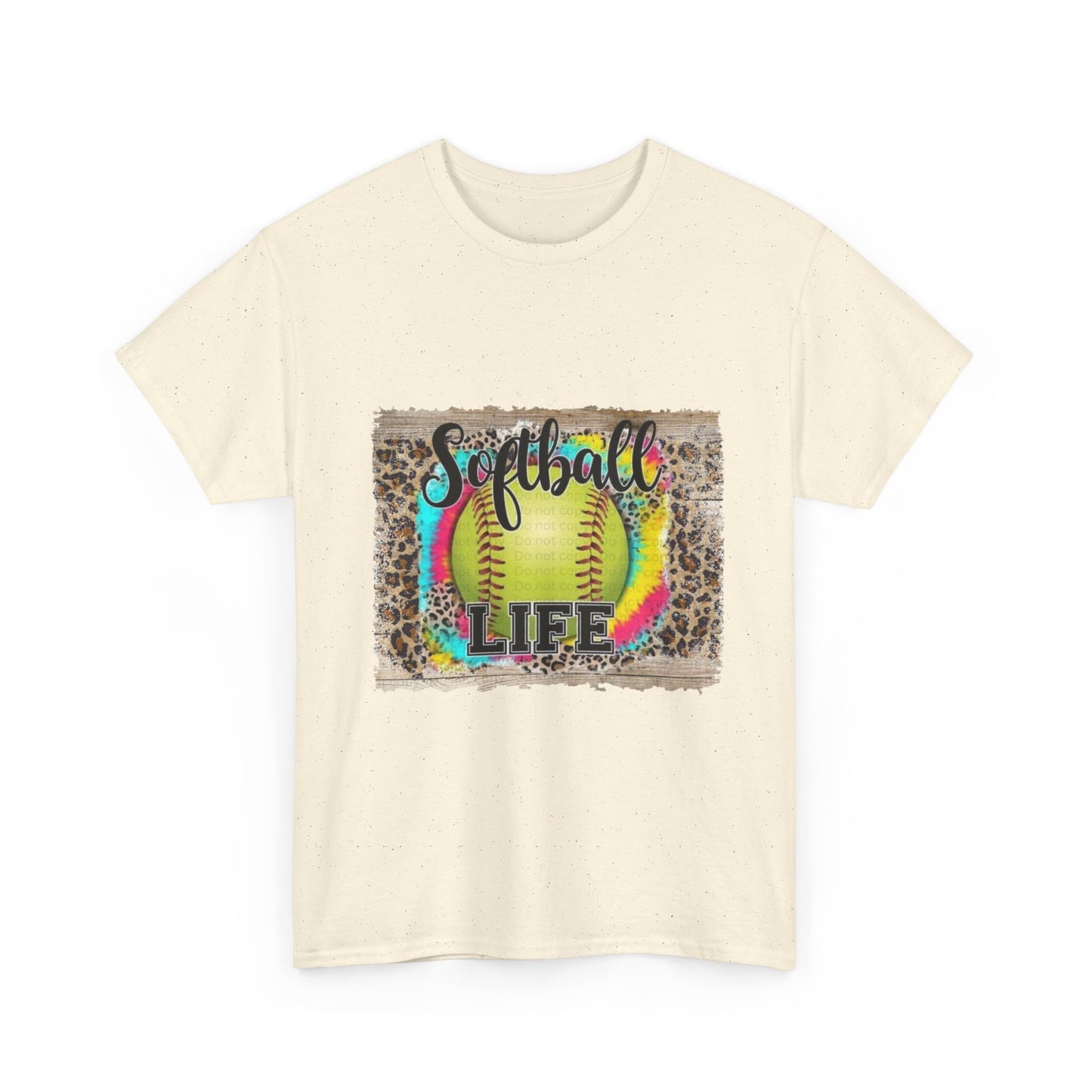 Softball Life Tee — Neon Softball Graphic with Leopard Accent