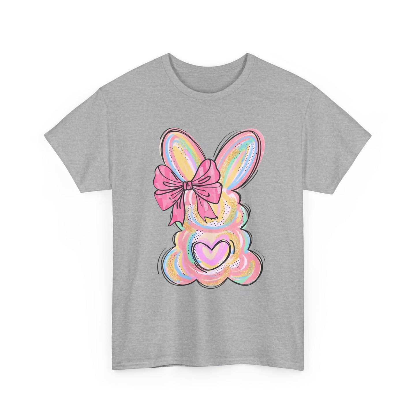 Pastel Bunny Heart T‑Shirt — Cute Easter Bunny Tee with Bow