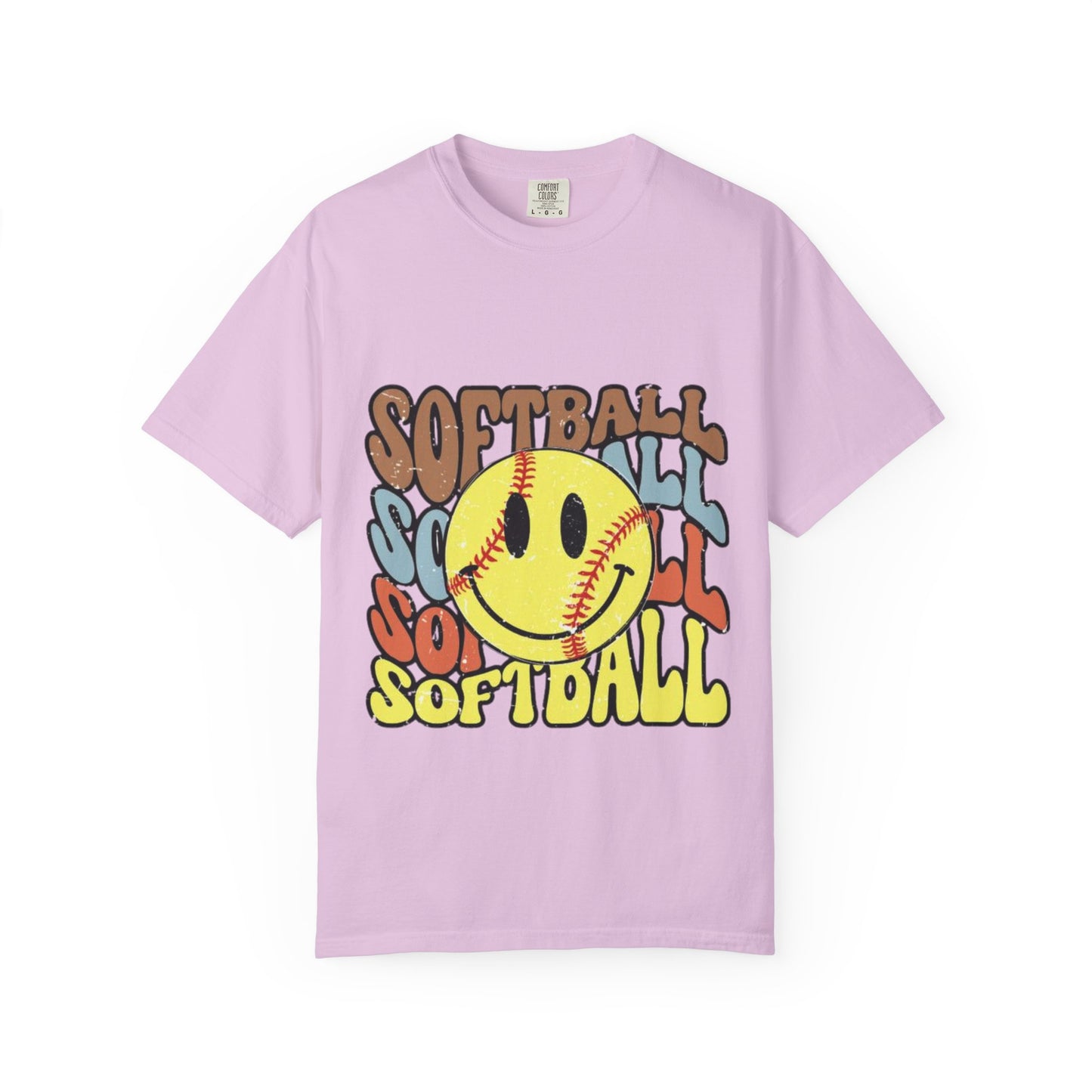 Softball Smile T-Shirt — Retro Smiley Softball Graphic Tee