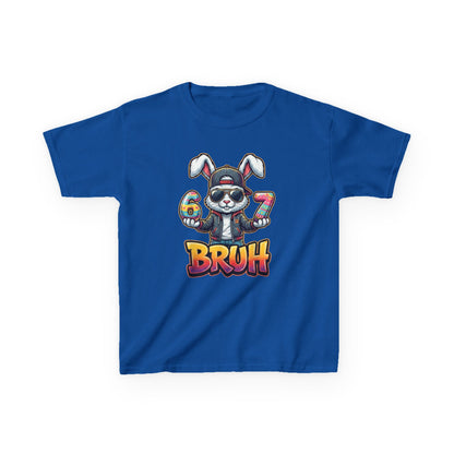 Kids 'Bruh 6 7' Bunny Graphic Tee — Cool Cartoon Bunny Shirt for Kids