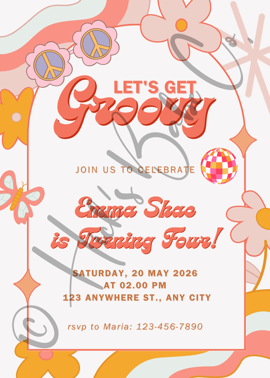 Let’s Get Groovy! ✌️🎉 Retro Birthday Invitation