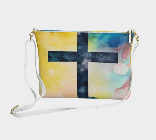 Cross/ Tie Dyed Crossbody Leather Purse
